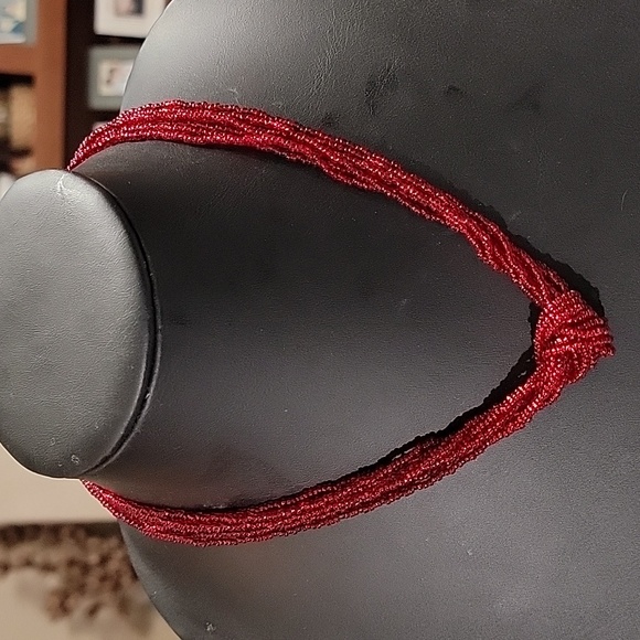 Ruby Red Seabead Front Knot Necklace - Picture 1 of 5